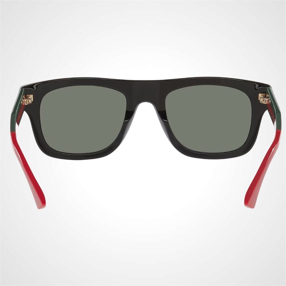 New GUCCI Sunglasses Mens 52mm Black Square Rectangle Aviator Red Green Web Arm - Picture 4 of 8
